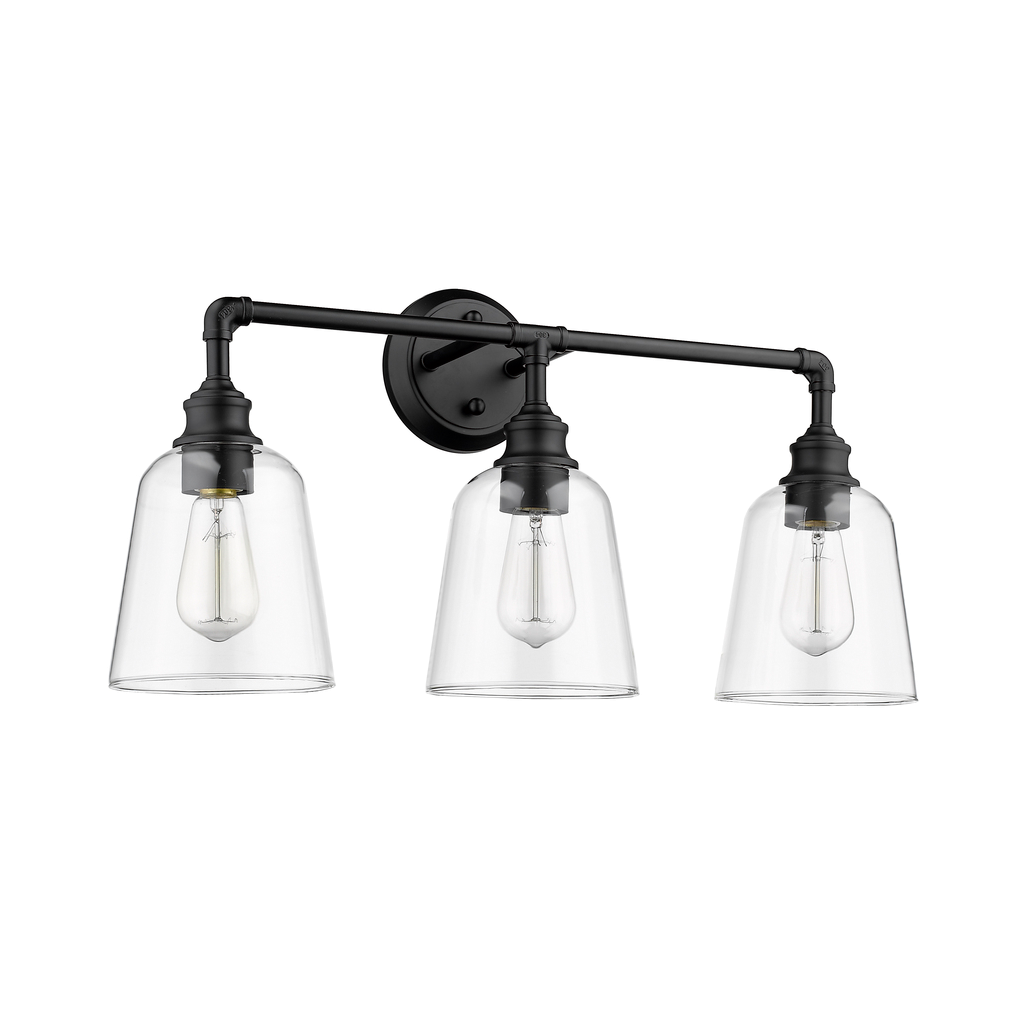 Black bathroom vanity light fixtures with 3 light - Vivio Lighting
