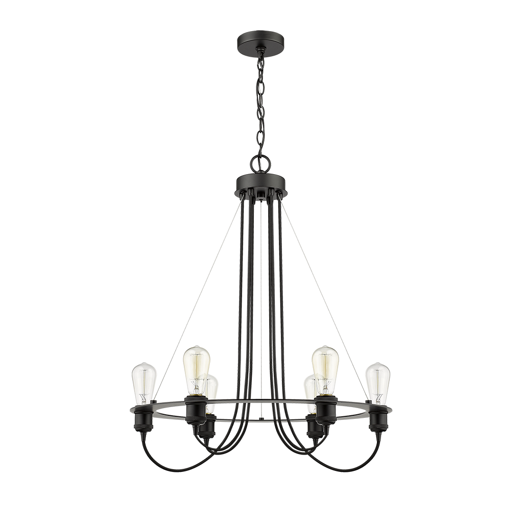 Adjustable black modern chandelier with 6 lights - Vivio Lighting