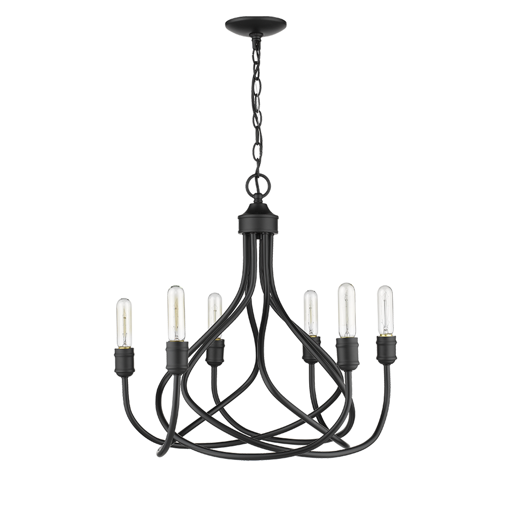 Black taper candle chandelier with 6 lights
