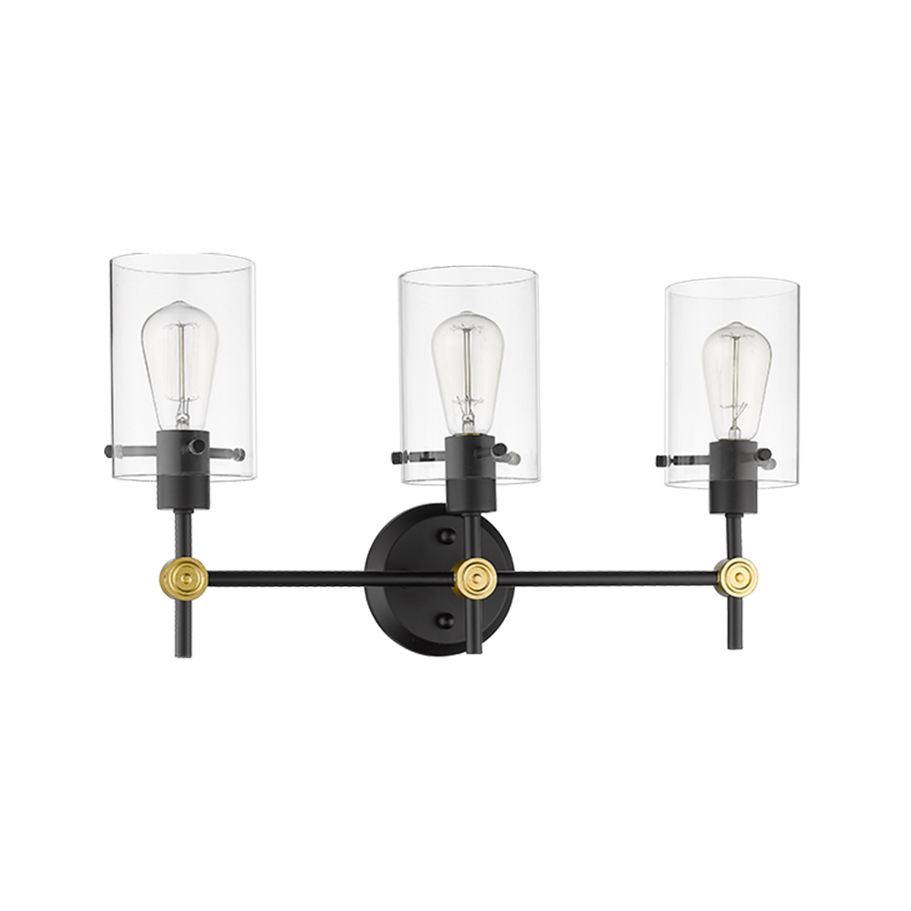 Black vanity light wall sconces with 3 light - Vivio Lighting