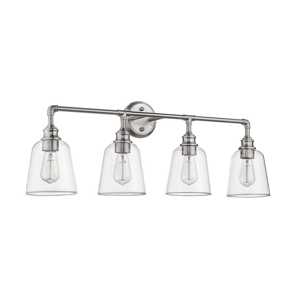 Nickel bathroom vanity light fixtures with 4 light - Vivio Lighting