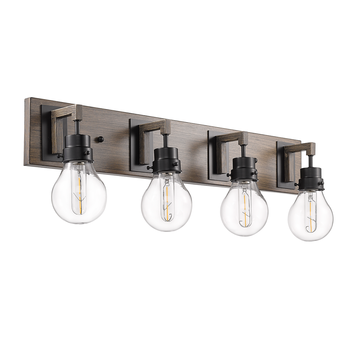 Modern black wooden vanity light fixture with 4 light - Vivio Lighting