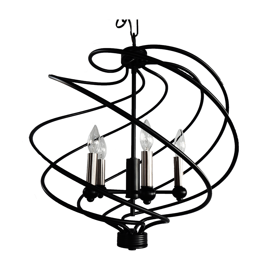 Black twisted pendant light with 5 lights - Vivio Lighting