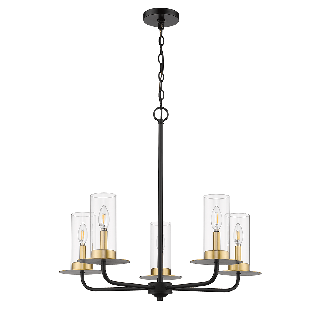 5 Light Aura Matte Black Matte Gold Chandelier