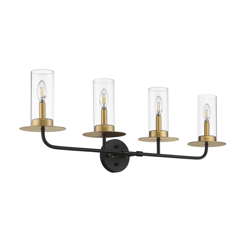 Black and gold best sale light fixture bathroom