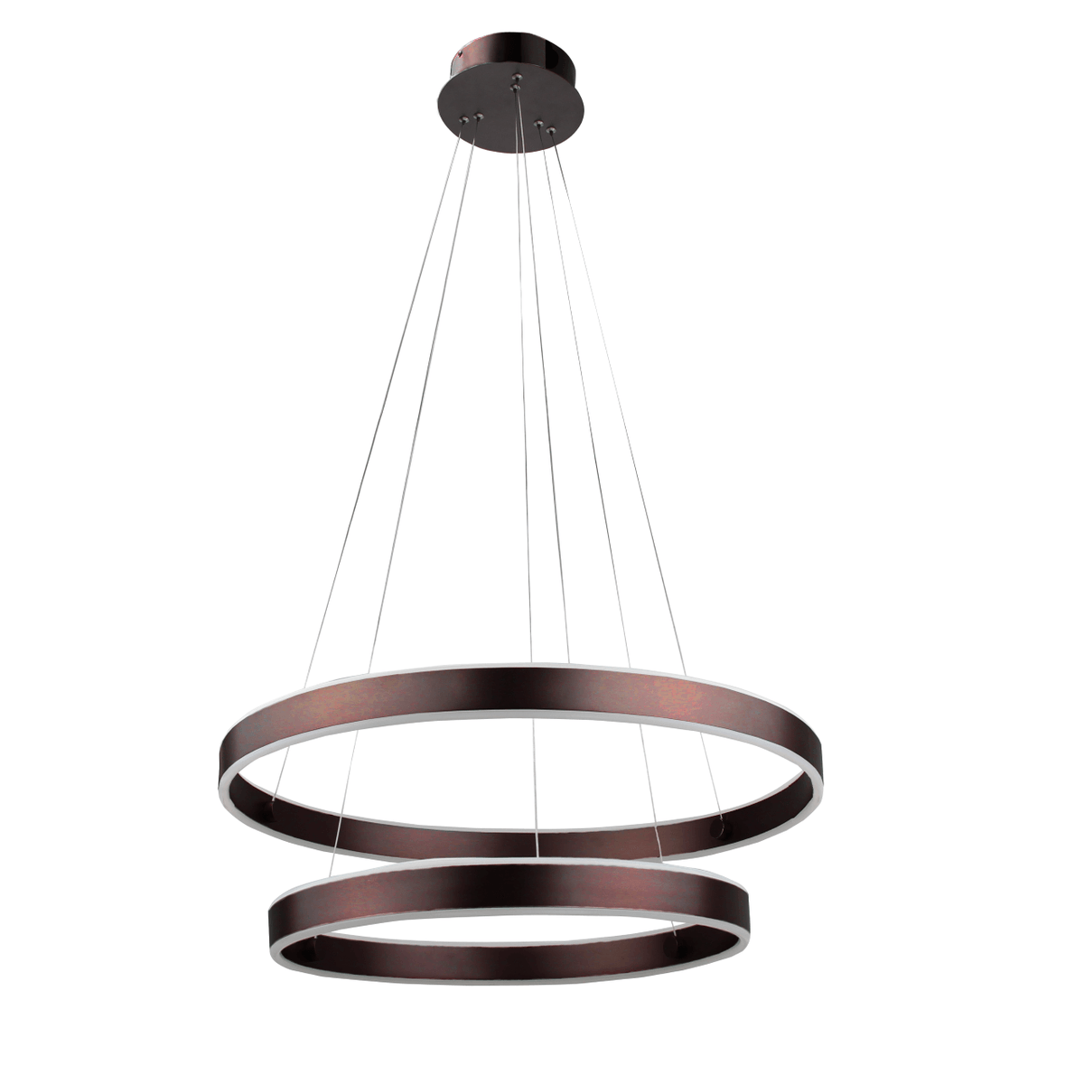 2 LED Ring Chandelier 24 Wide Modern Indoor Pendant Light Ceiling Brown