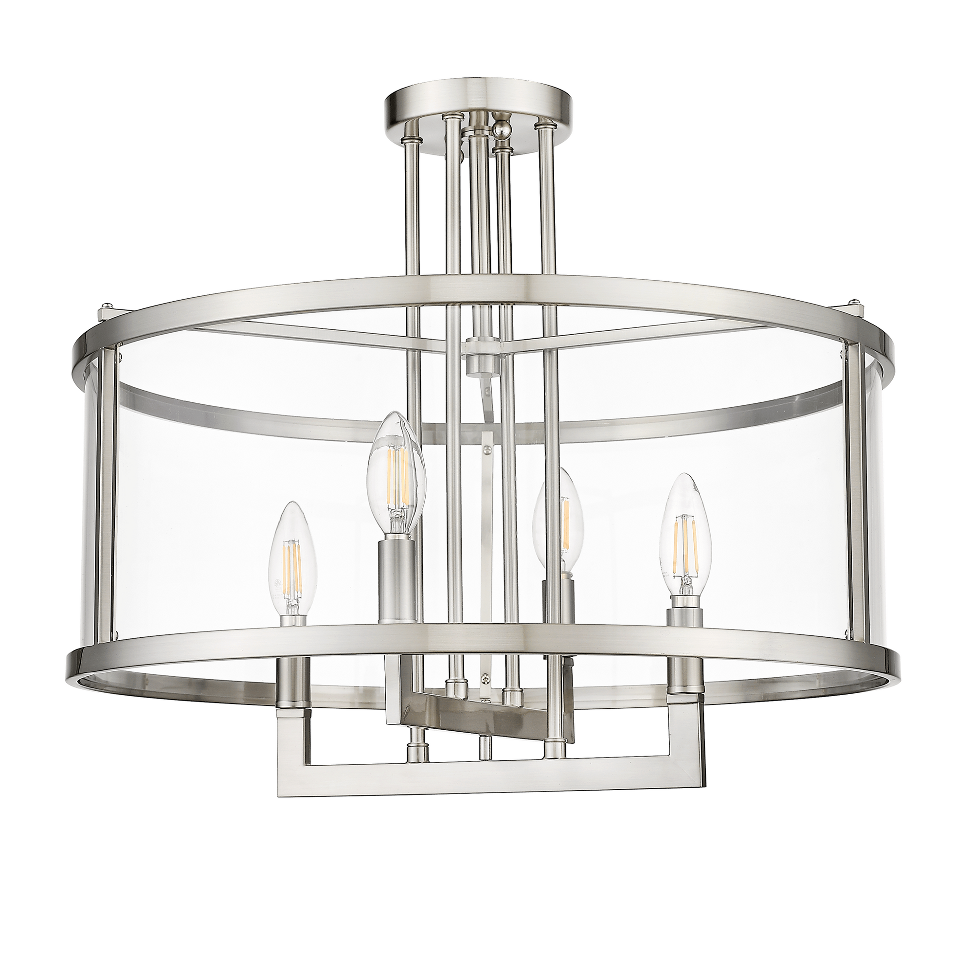 Clear glass semi flush mount ceiling light - Vivio Lighting