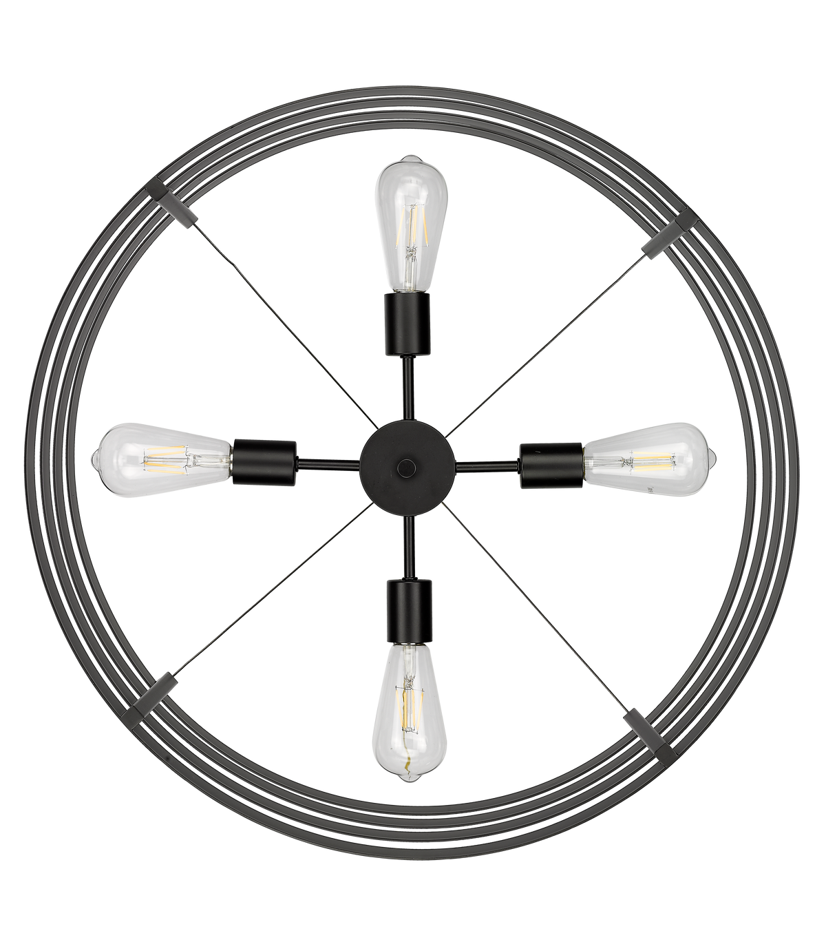 Black drum chandelier with 4 lights bottom - Vivio Lighting