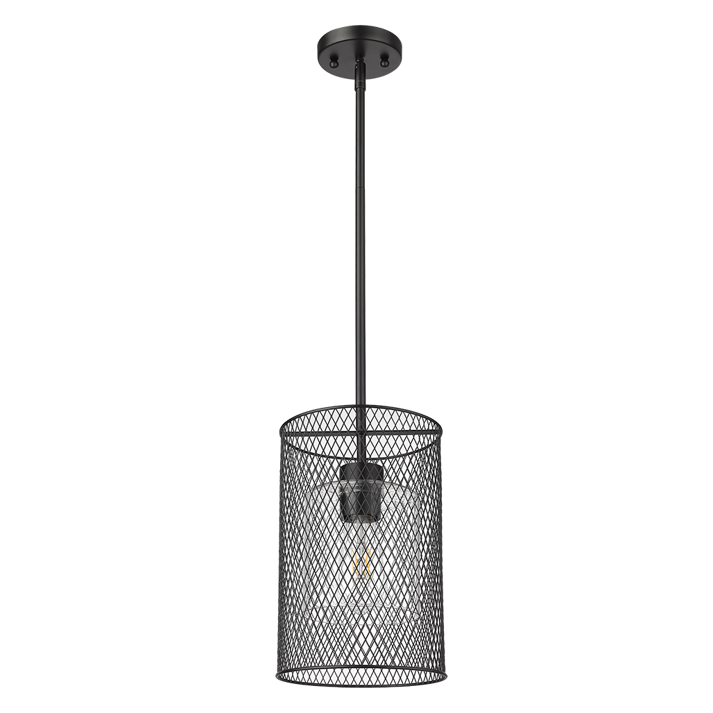 Black mesh modern cylinder pendant lighting - Vivio Lighting