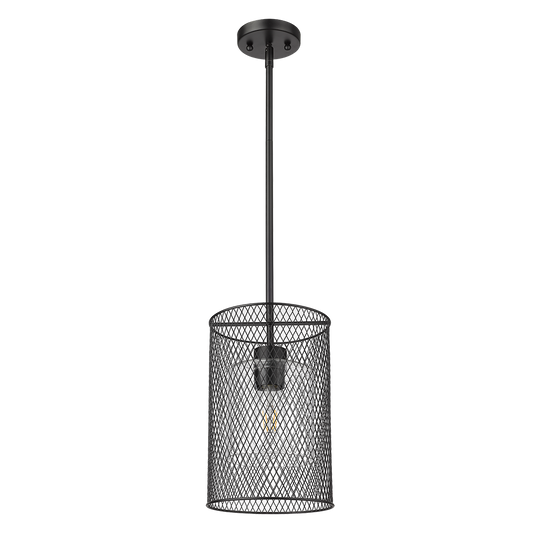 Black mesh modern cylinder pendant lighting - Vivio Lighting