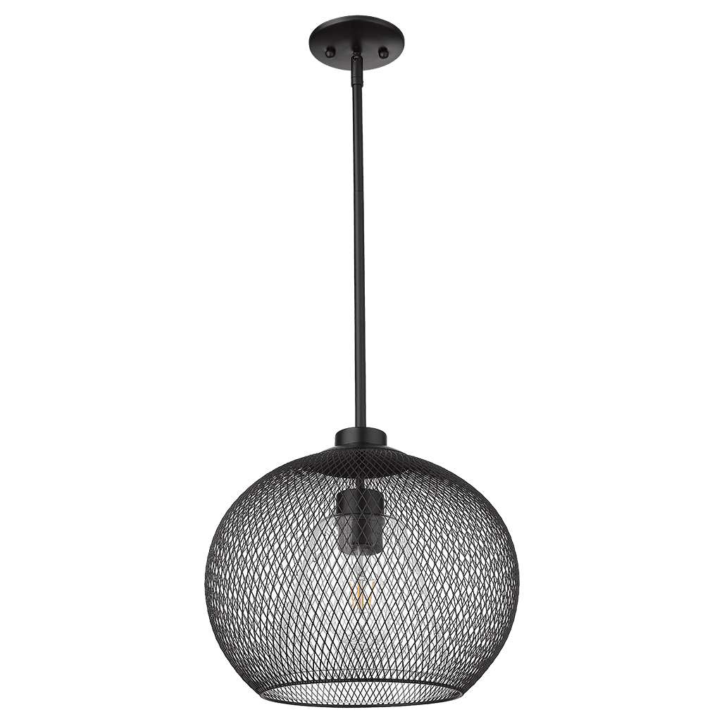 Black mesh modern pendant 1 light hanging - Vivio Lighting