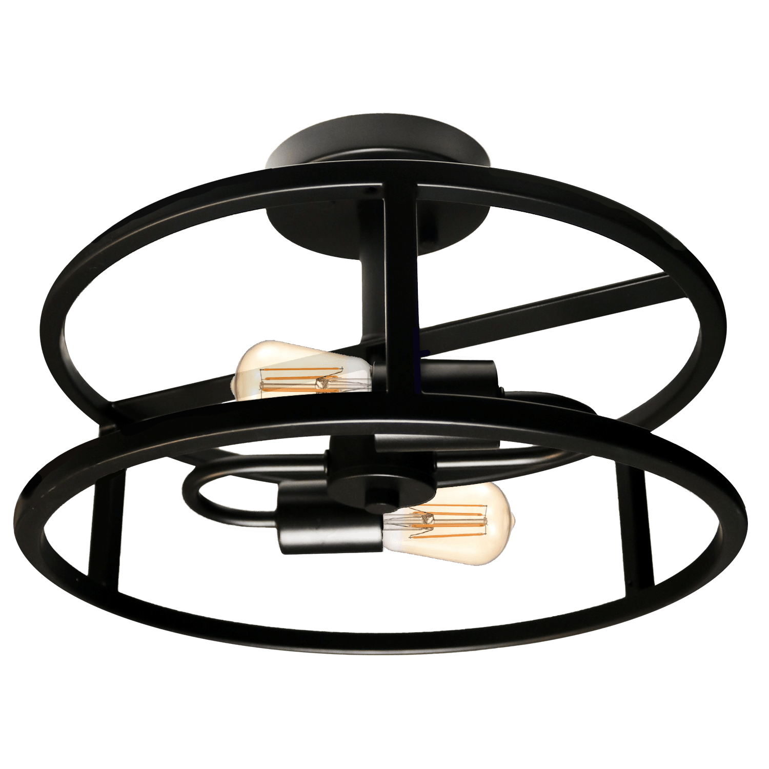 Black semi flush mount ceiling light with 2 light - Vivio Lighting