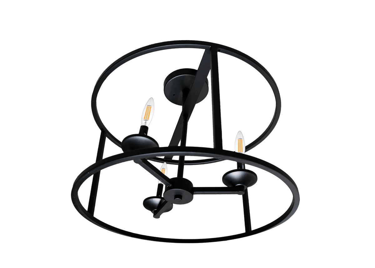 Black semi flush mount ceiling light with 3 light - Vivio Lighting