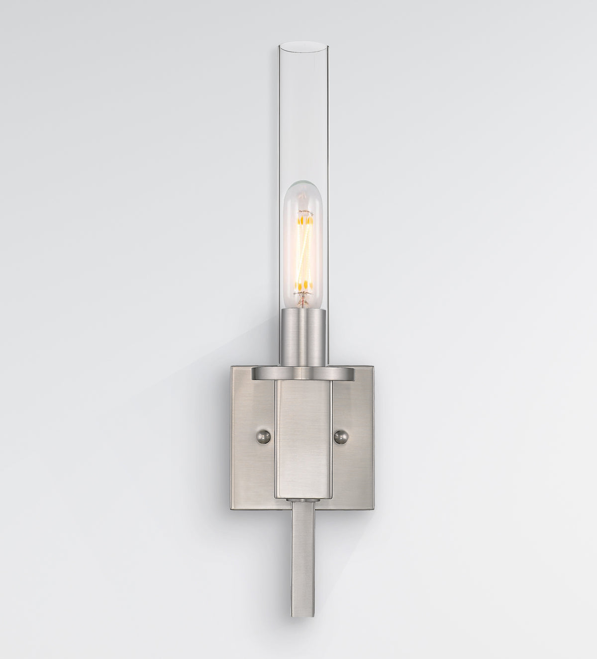 Nickel glass tube wall light for bathroom - Vivio Lighting