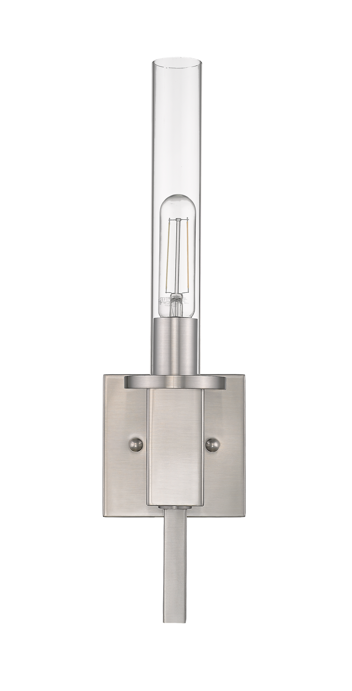 Nickel glass tube wall light for bathroom - Vivio Lighting