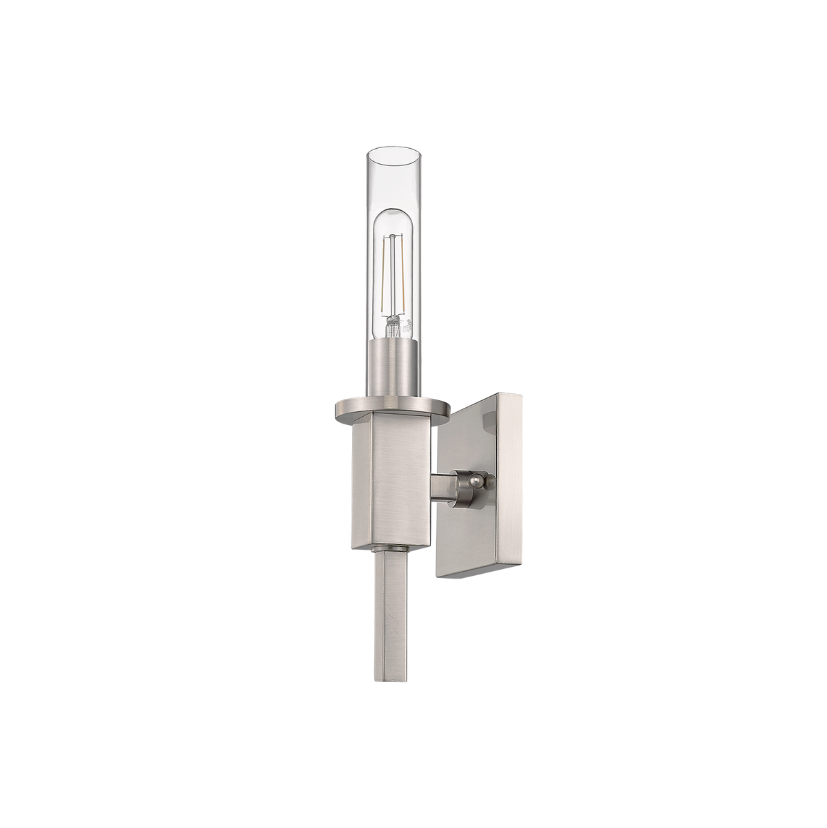 Nickel glass tube wall light for bathroom - Vivio Lighting