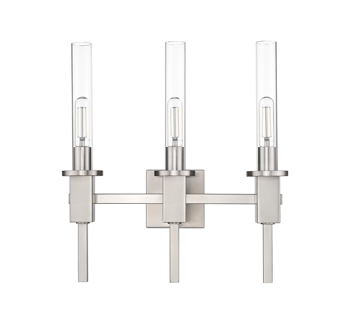 Nickel glass tube wall light with 3 light - Vivio Lighting