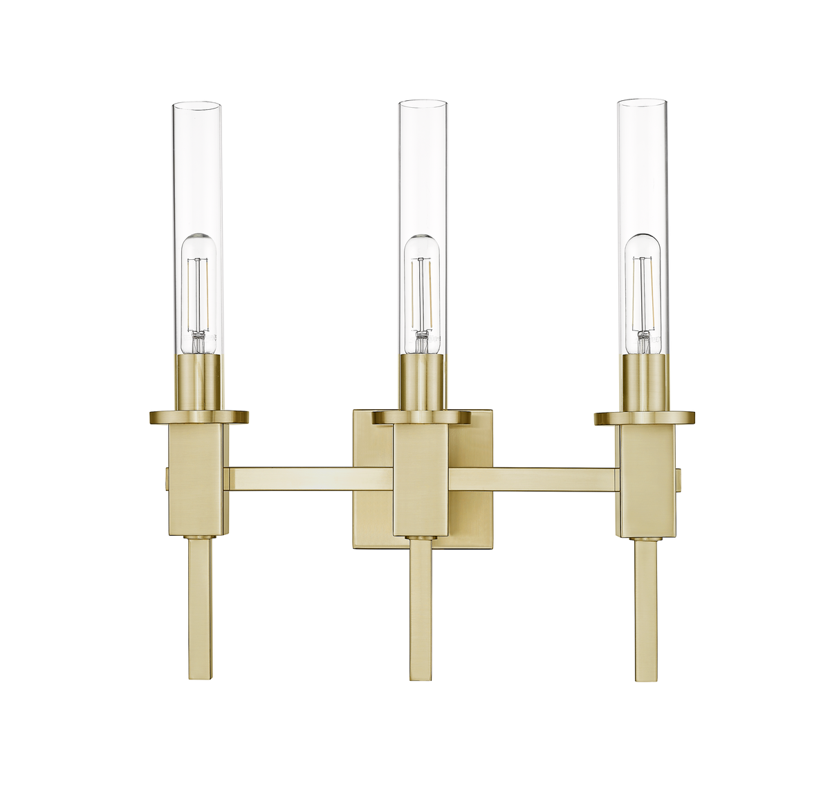 Gold glass tube wall light with 3 light - Vivio Lighting