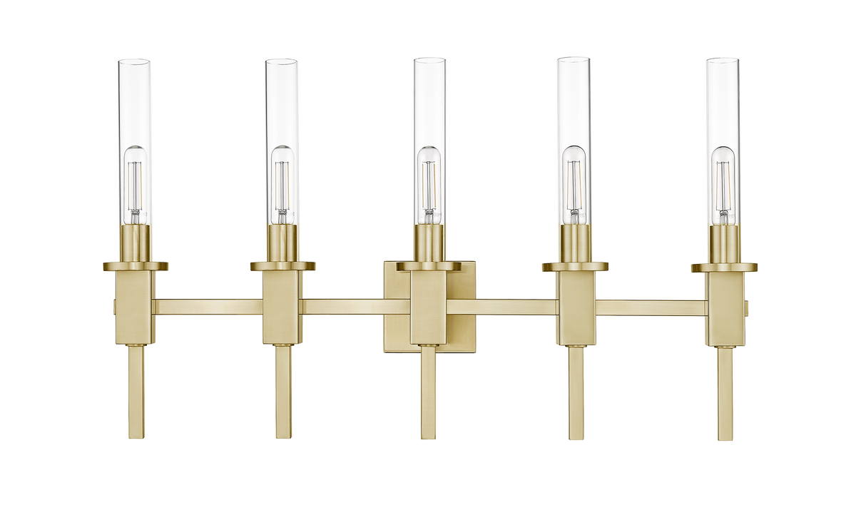 Gold vanity light fixtures with 5 light - Vivio Lighting