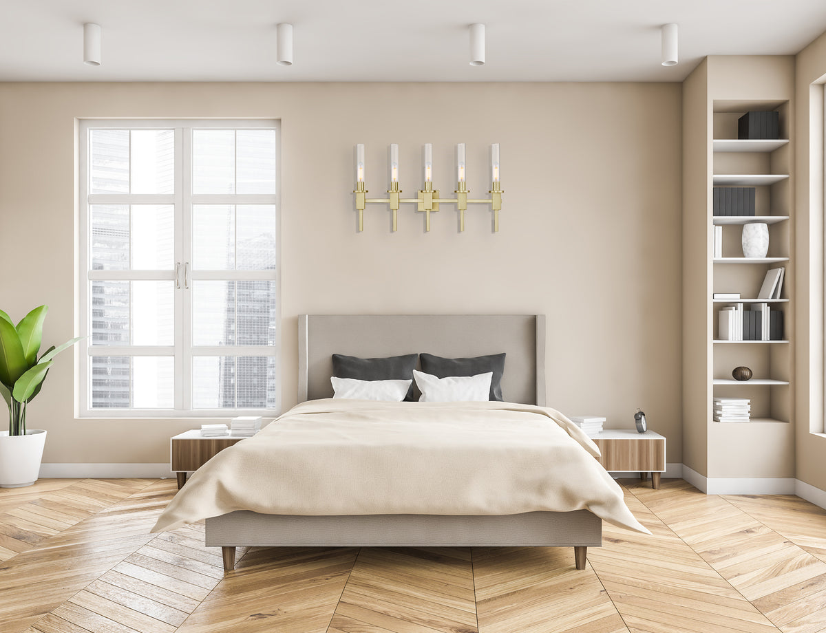 Gold bedroom vanity light fixtures with 5 light - Vivio Lighting