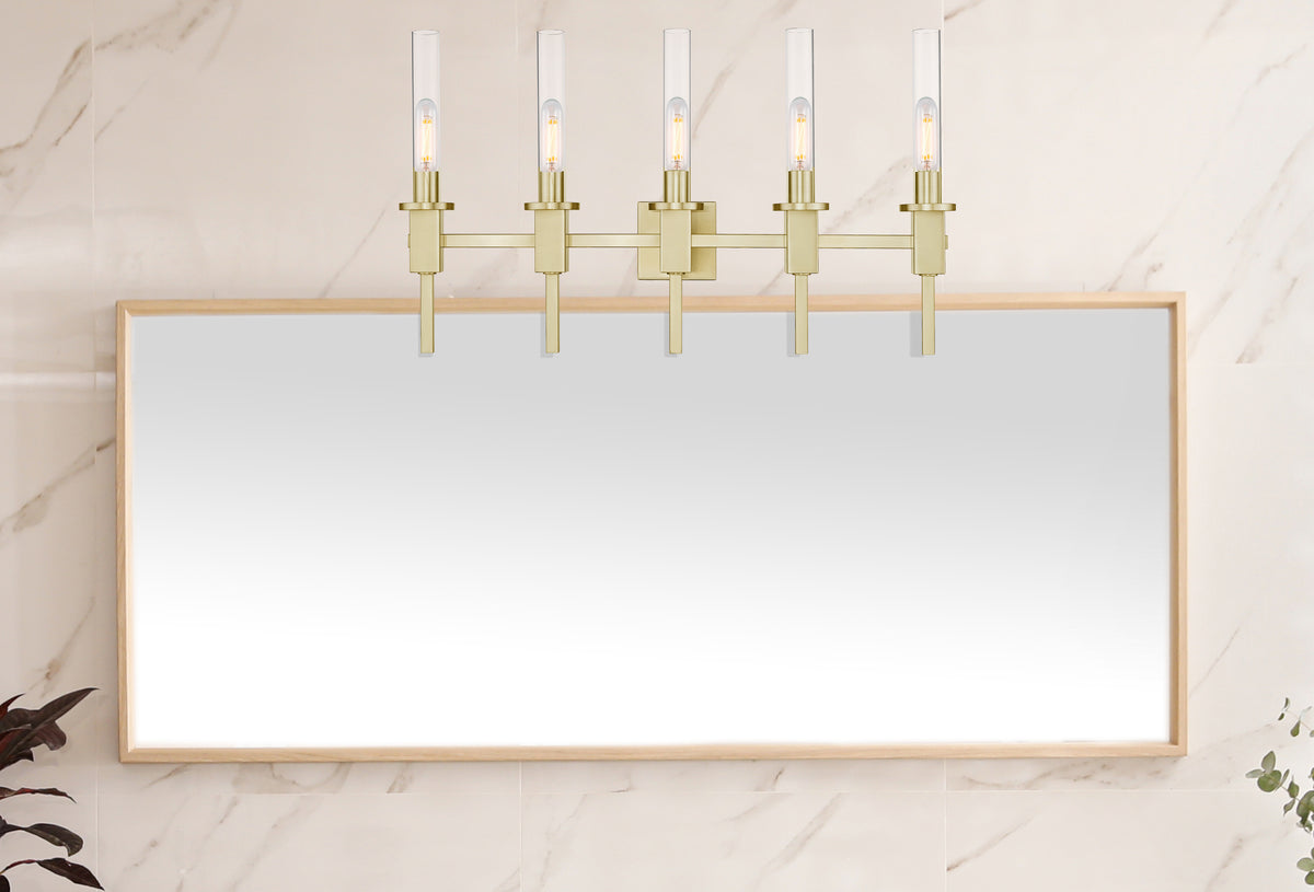 Modern gold bathroom vanity light over mirror