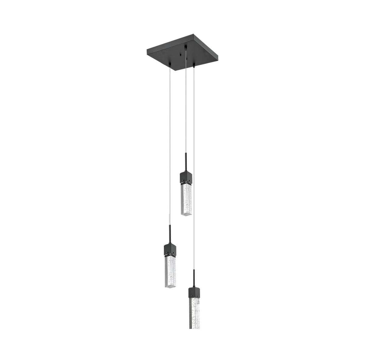 3 light black glass mini pendant lights - Vivio Lighting