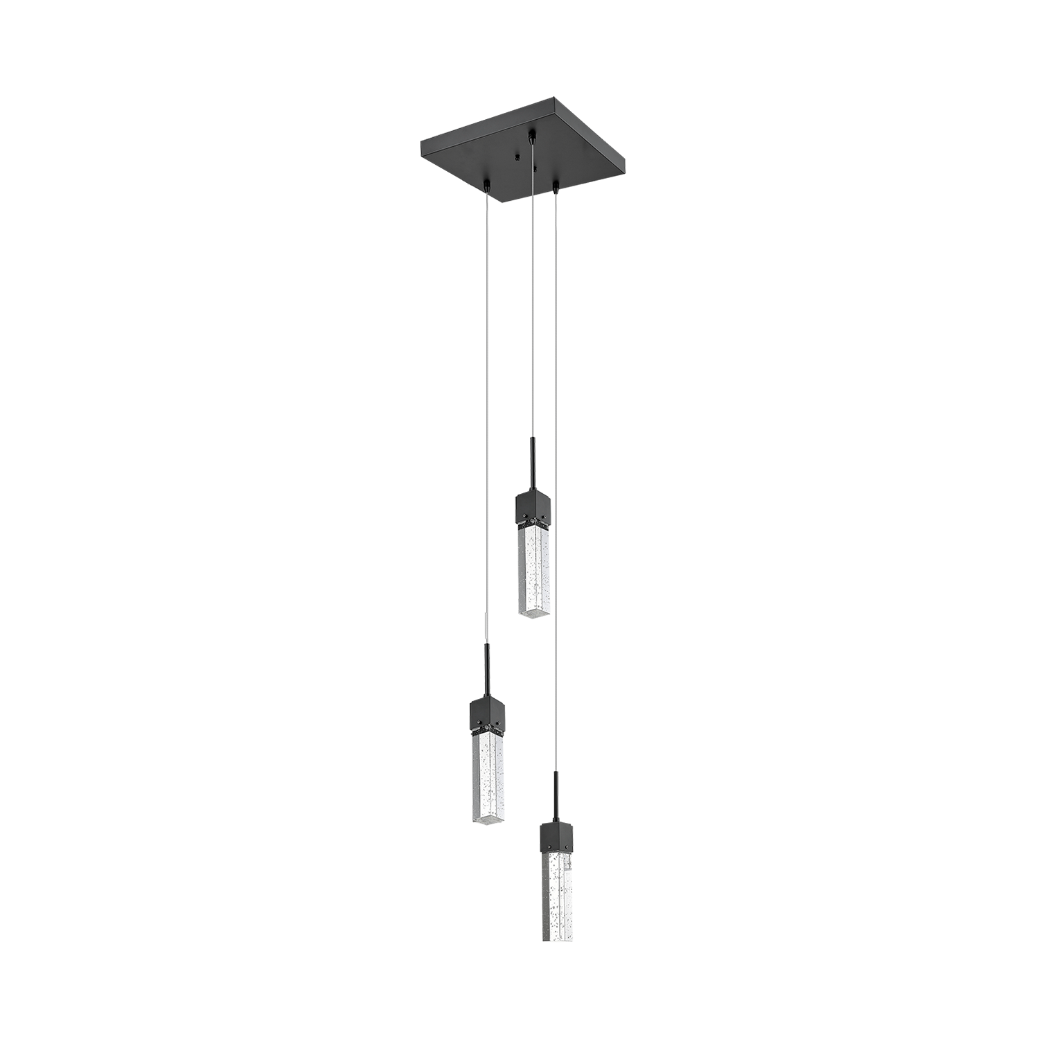3 light black glass mini pendant lights - Vivio Lighting