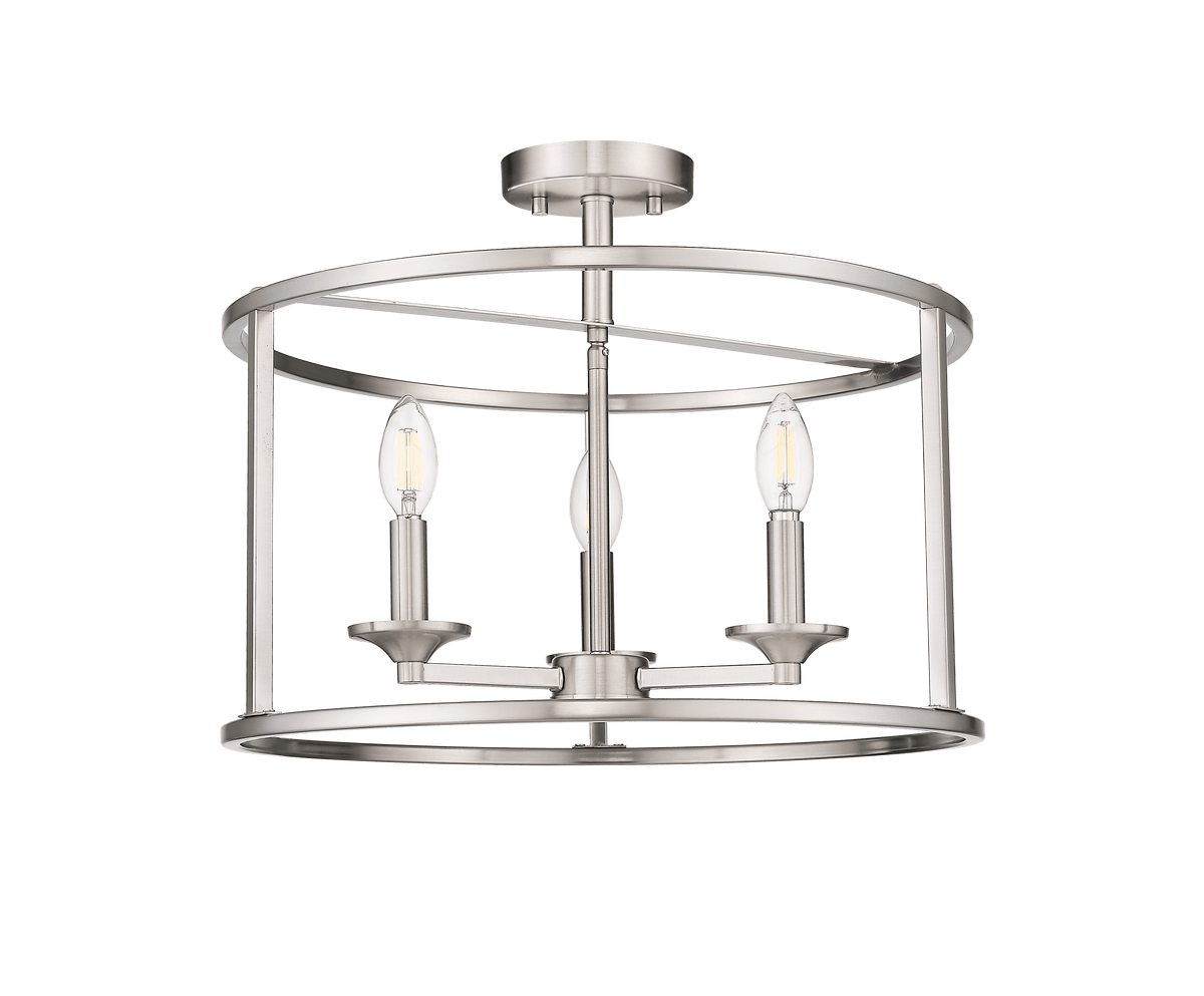 Alfred 3 Light Open Semi Flush Mount Ceiling Light with Clear