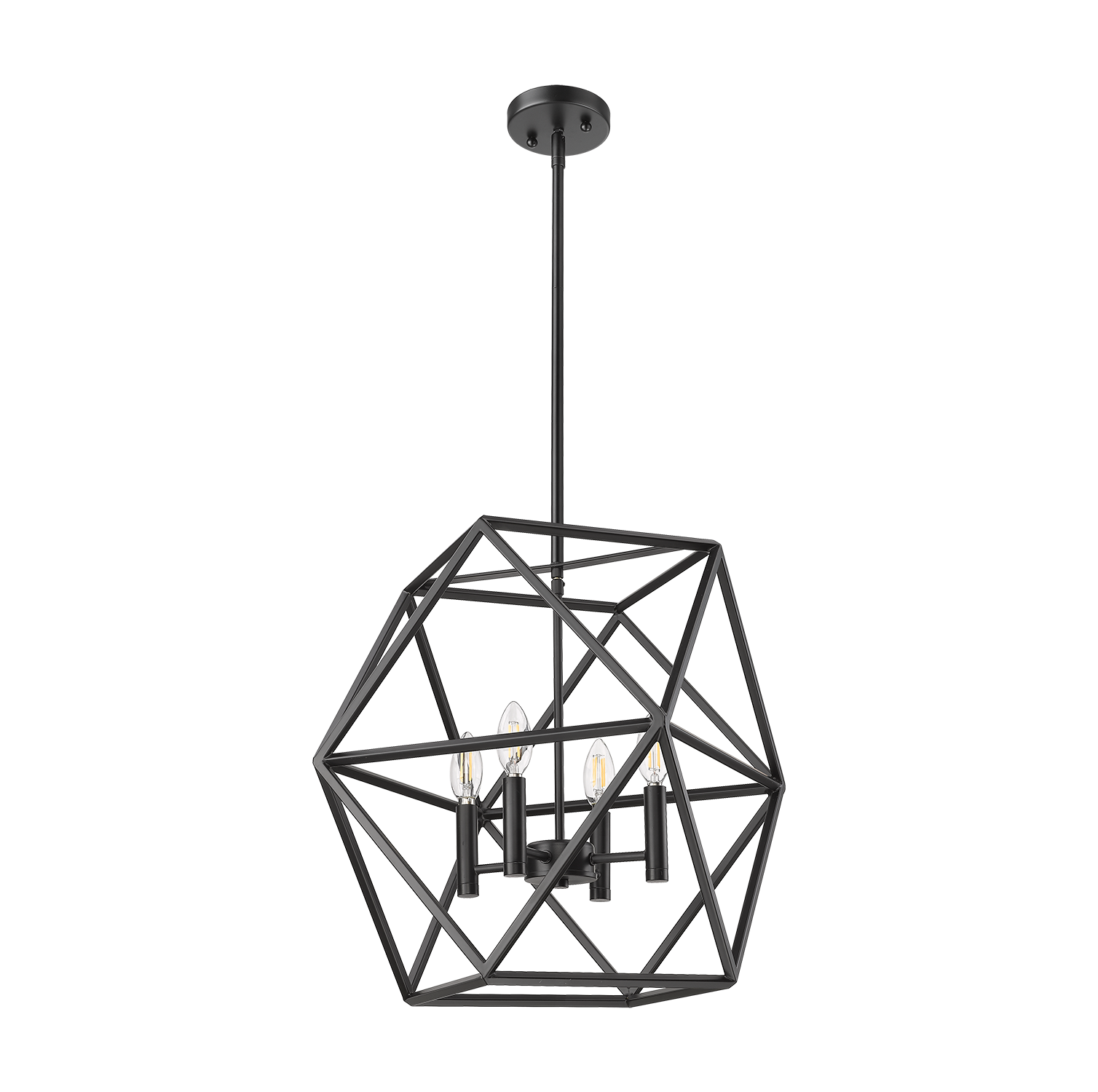 Black lantern cage ceiling light 4 light - Vivio Lighting