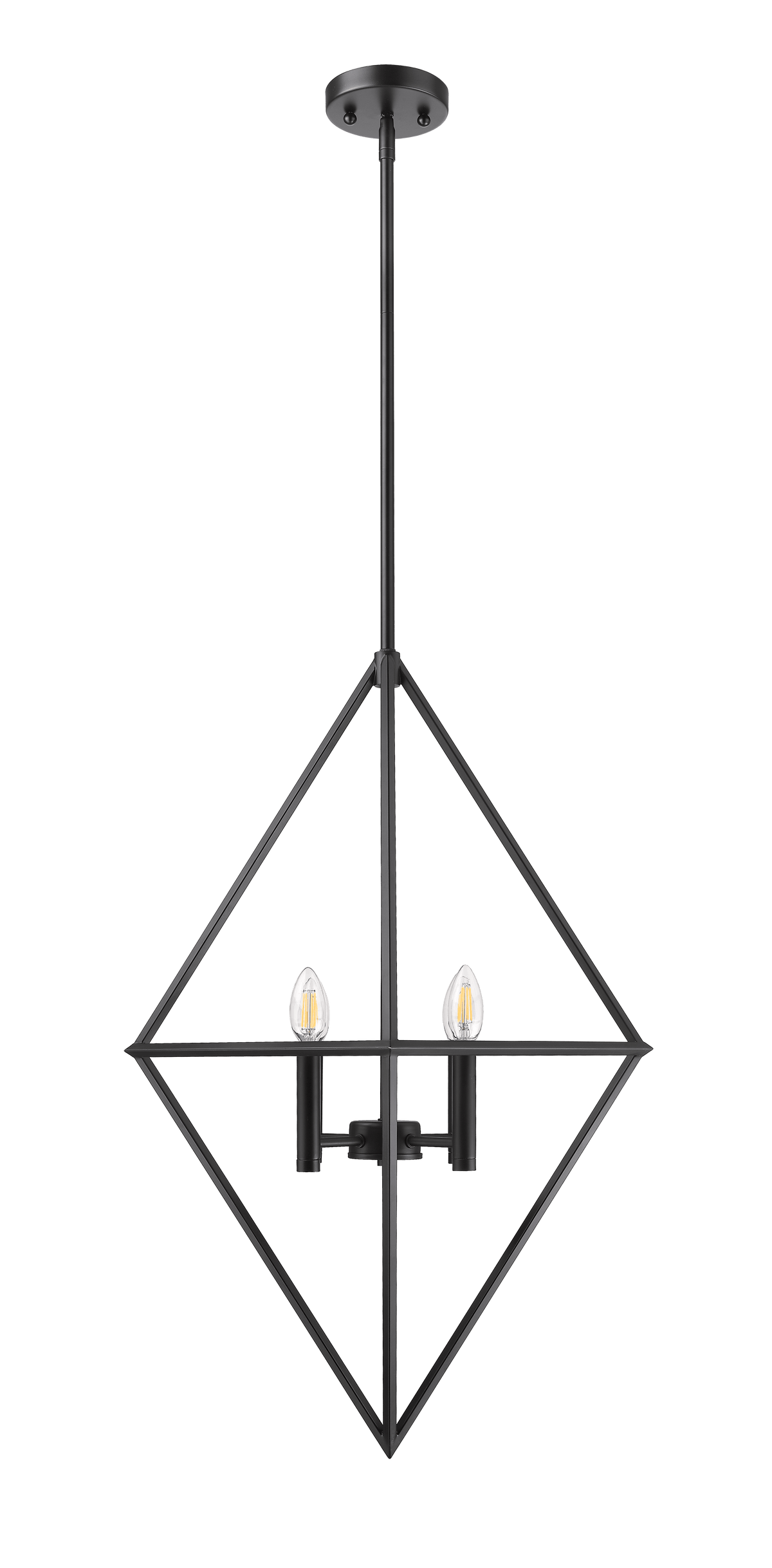 Black modern geometric cage pendant light with 4 lights - Vivio Lighting