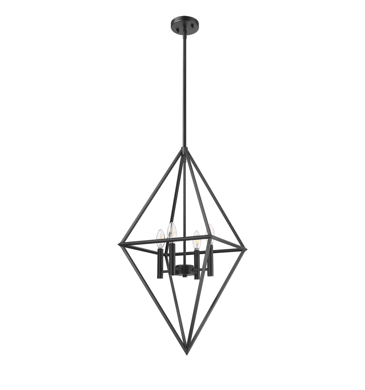 Gomez Modern 4-Light Lantern Geometric Pendant Light - Black - Vivio Lighting