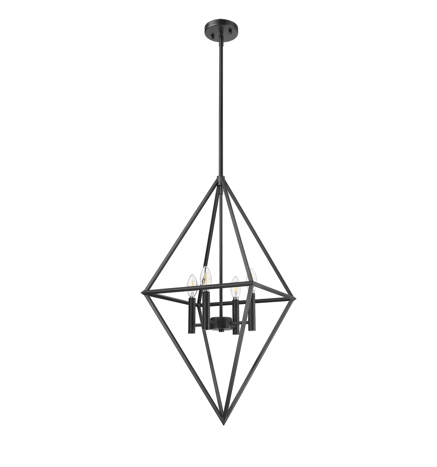 Gomez Modern 4-Light Lantern Geometric Pendant Light - Black - Vivio Lighting