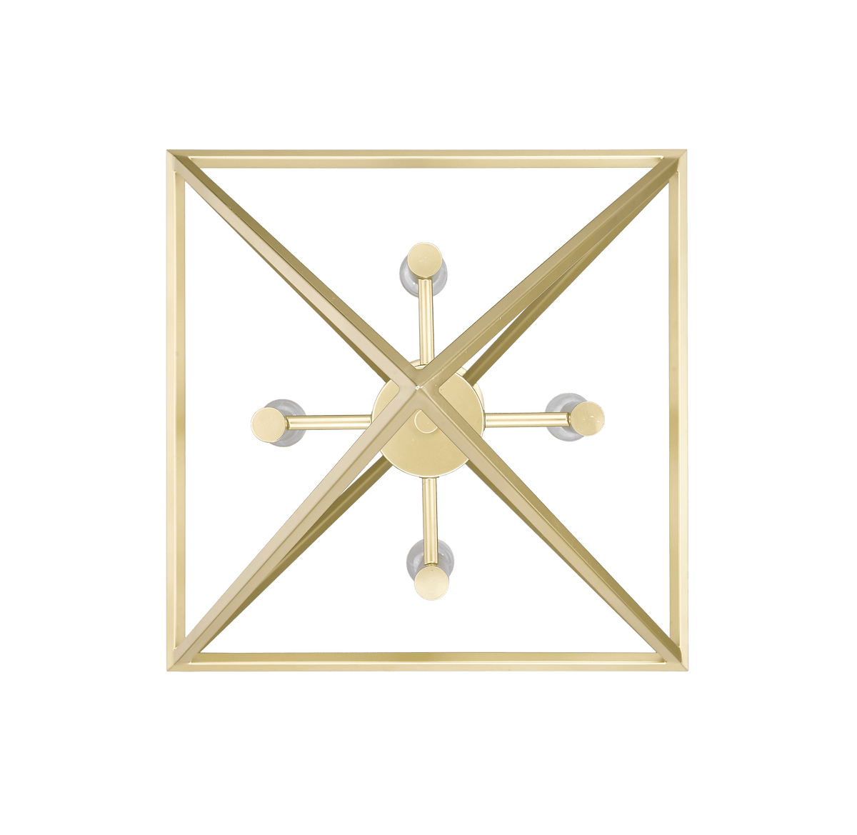 Gold modern geometric cage pendant light with 4 lights - Vivio Lighting