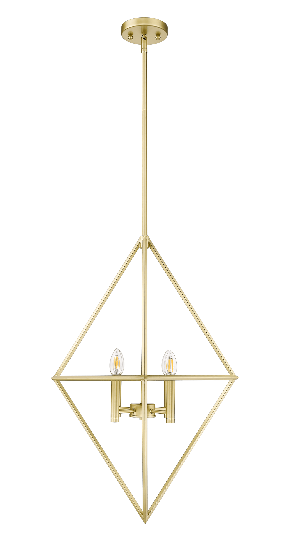 Gold modern geometric cage pendant light with 4 lights - Vivio Lighting