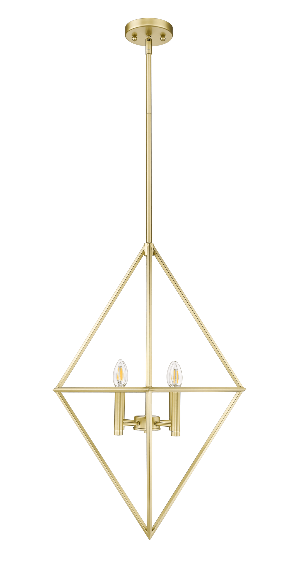 Gold modern geometric cage pendant light with 4 lights - Vivio Lighting