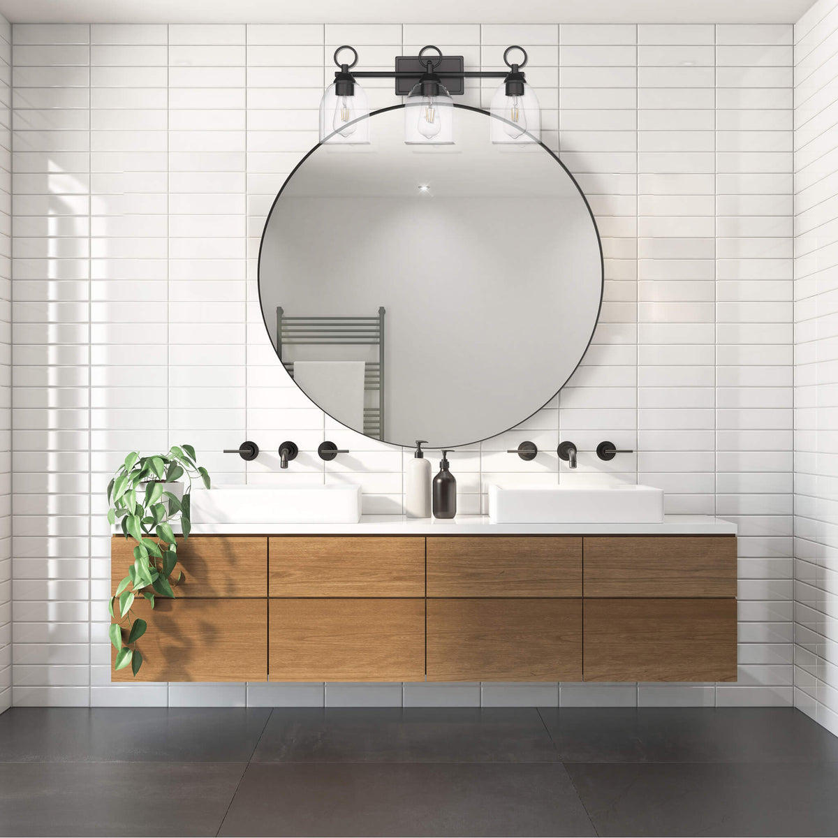 Black bathroom vanity light fixtures with 3 light over mirror