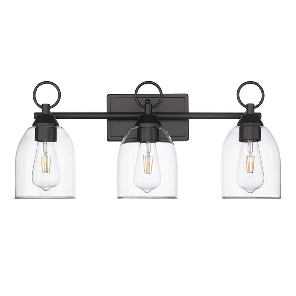 Rhine 3Light Transitional Bathroom Vanity Light Fixture with Clear Be