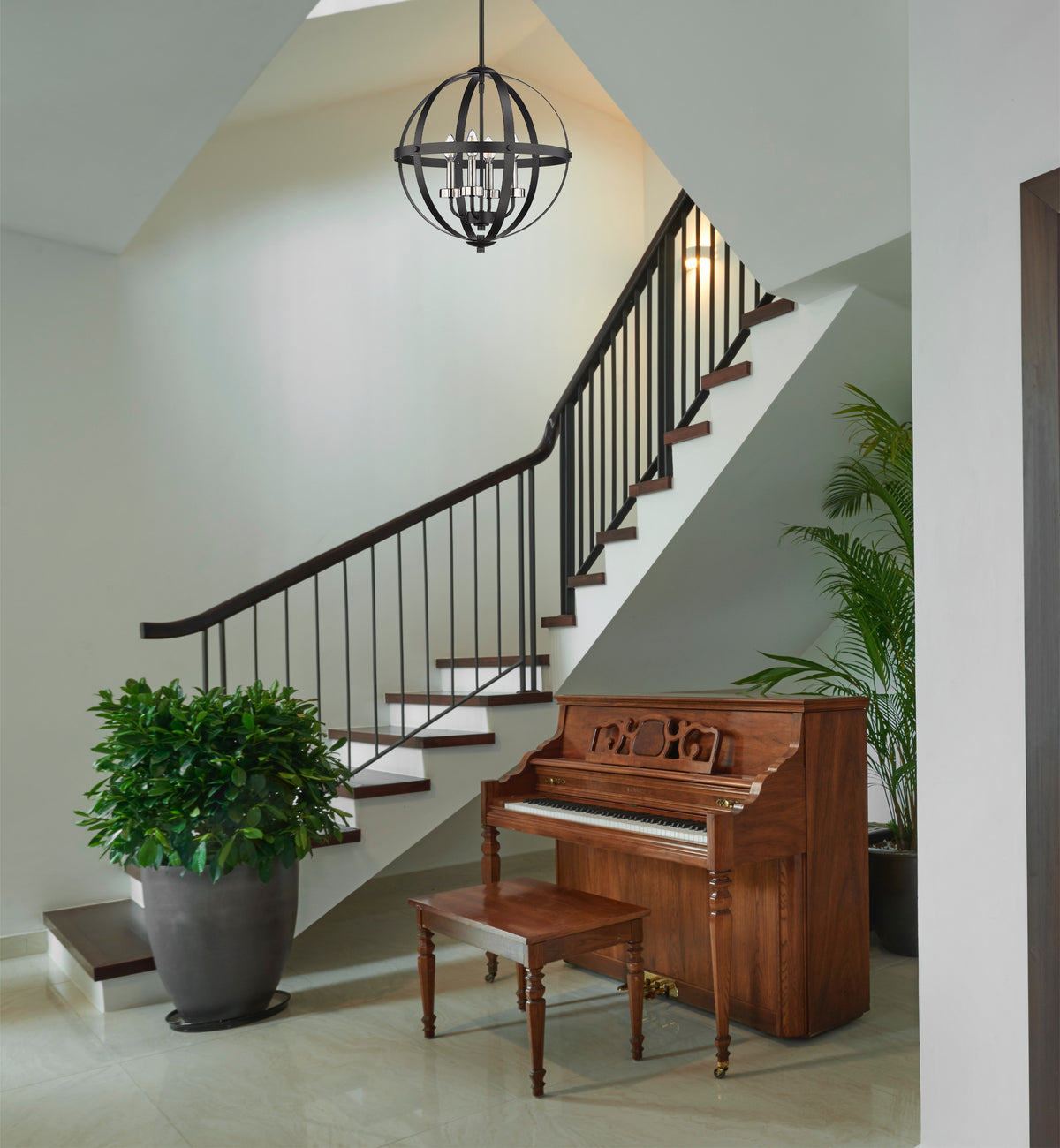 Black modern pendant light staircase - Vivio Lighting