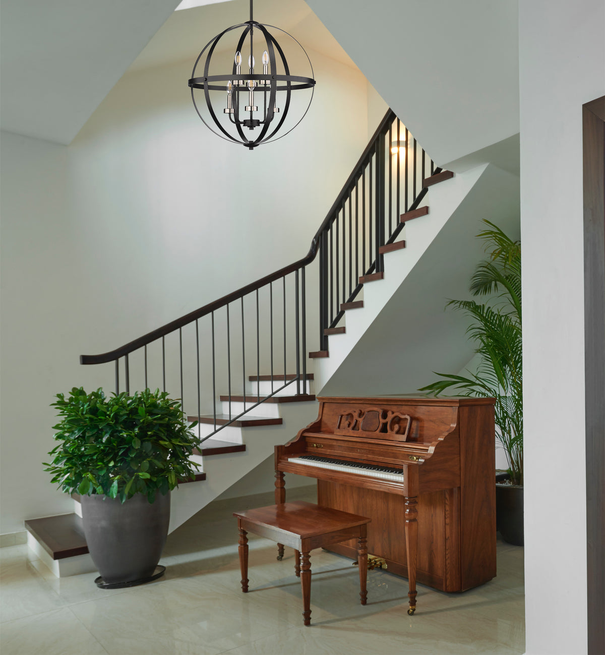 Black modern pendant light staircase - Vivio Lighting