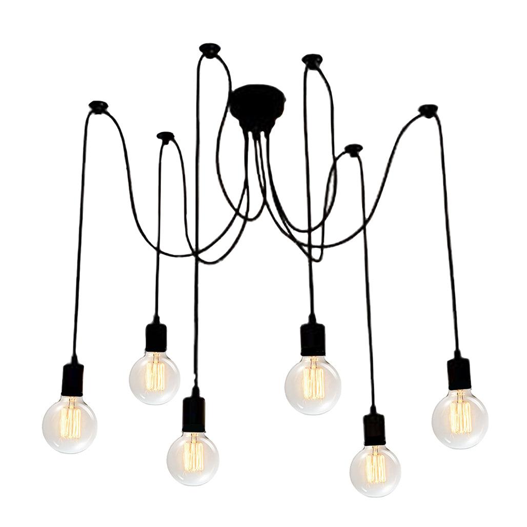 Charlotte 6-Light Rustic Industrial Spider Adjustable Chandelier - Vivio Lighting