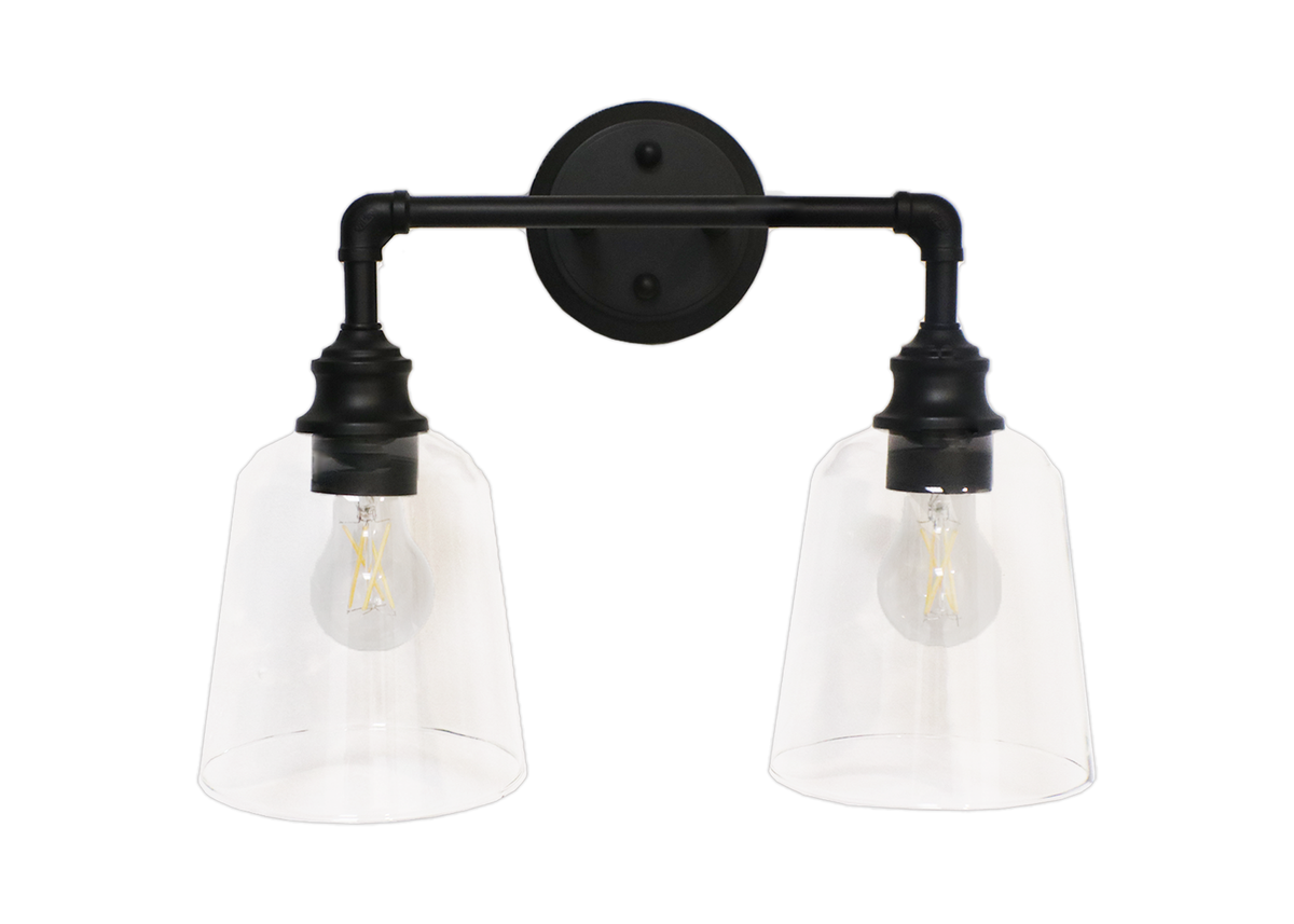 Black bathroom vanity light fixtures with 2 light - Vivio Lighting