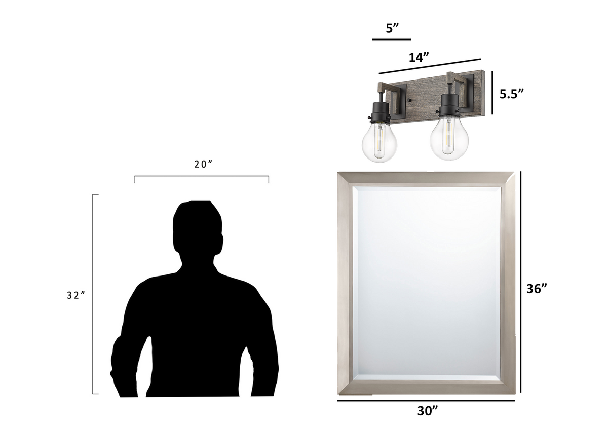 Modern bathroom black wooden vanity light over mirror dimension - Vivio Lighting