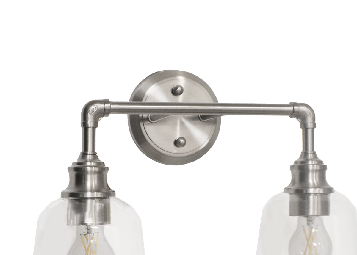 Nickel bathroom vanity light fixtures with 2 light - Vivio Lighting