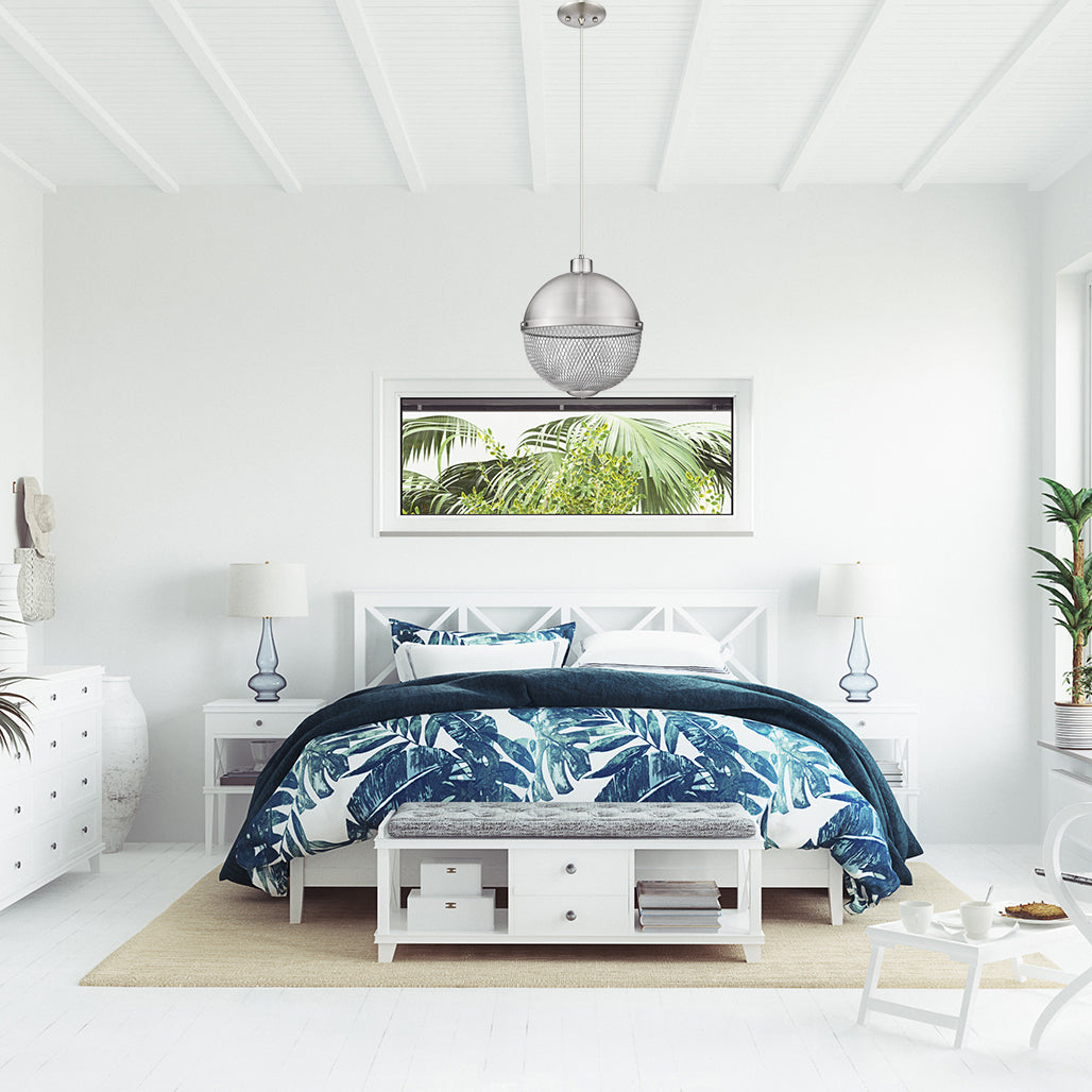 Metal mesh pendant light fixture hanging bedroom