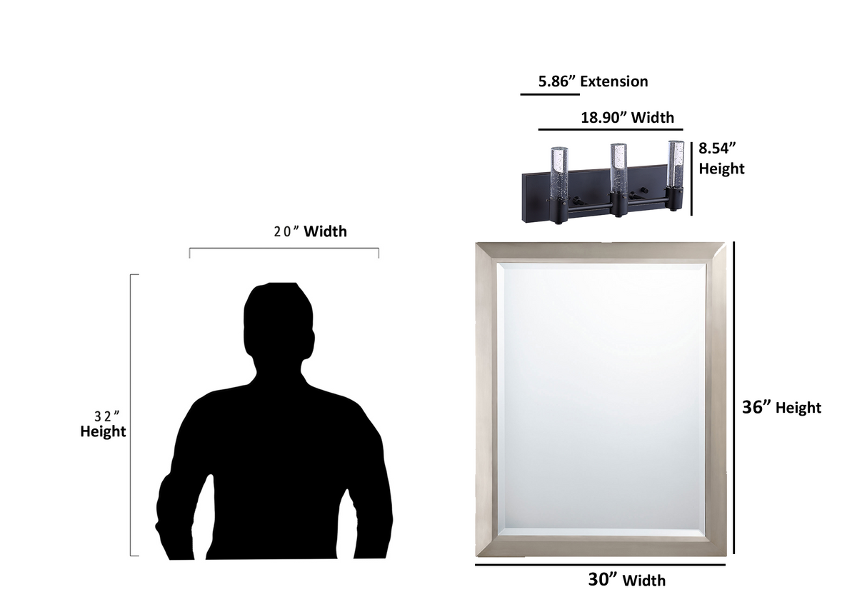Modern black led vanity lights with 3 light dimension - Vivio Lighting