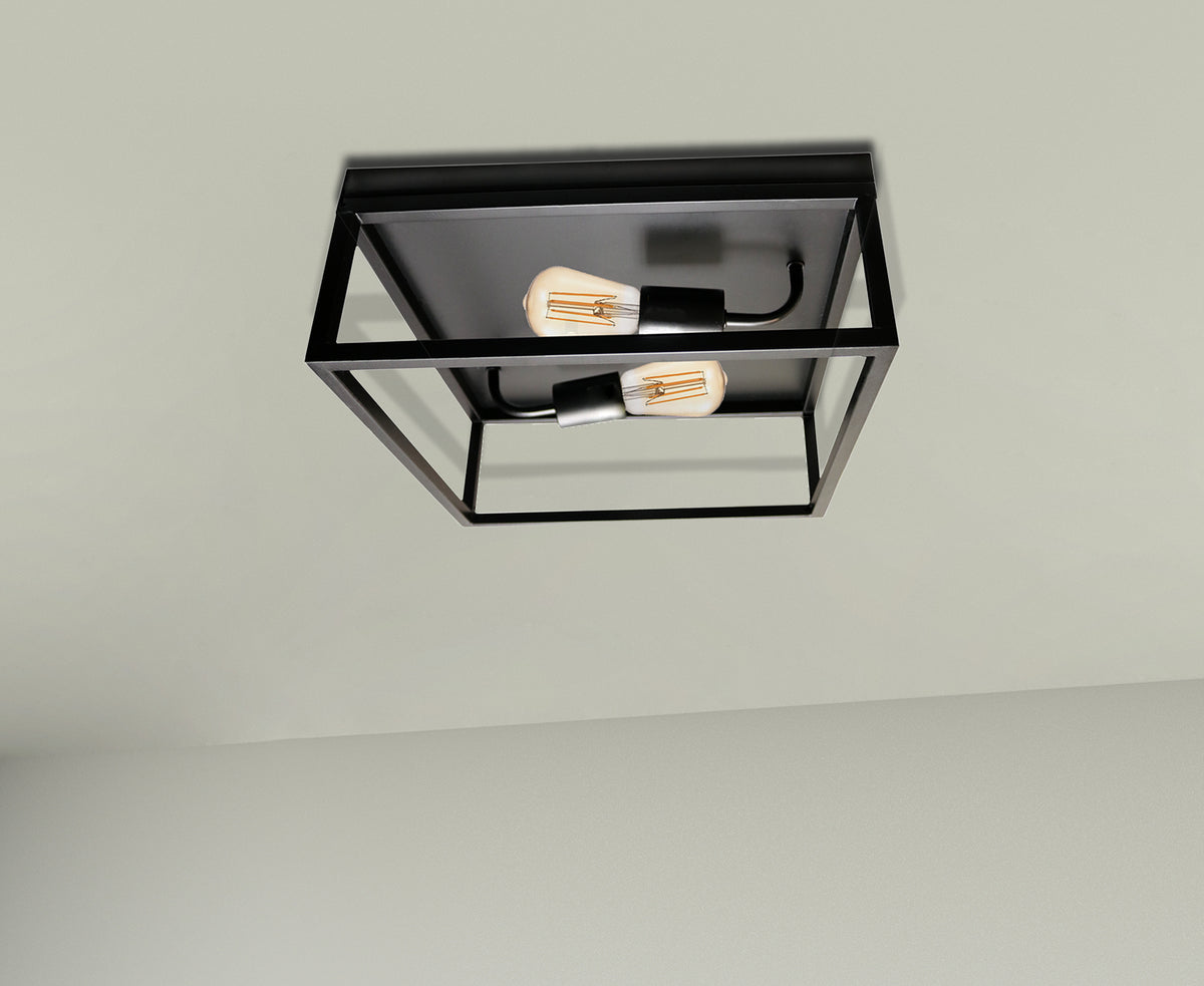 Black square flush mount ceiling light - Vivio Lighting