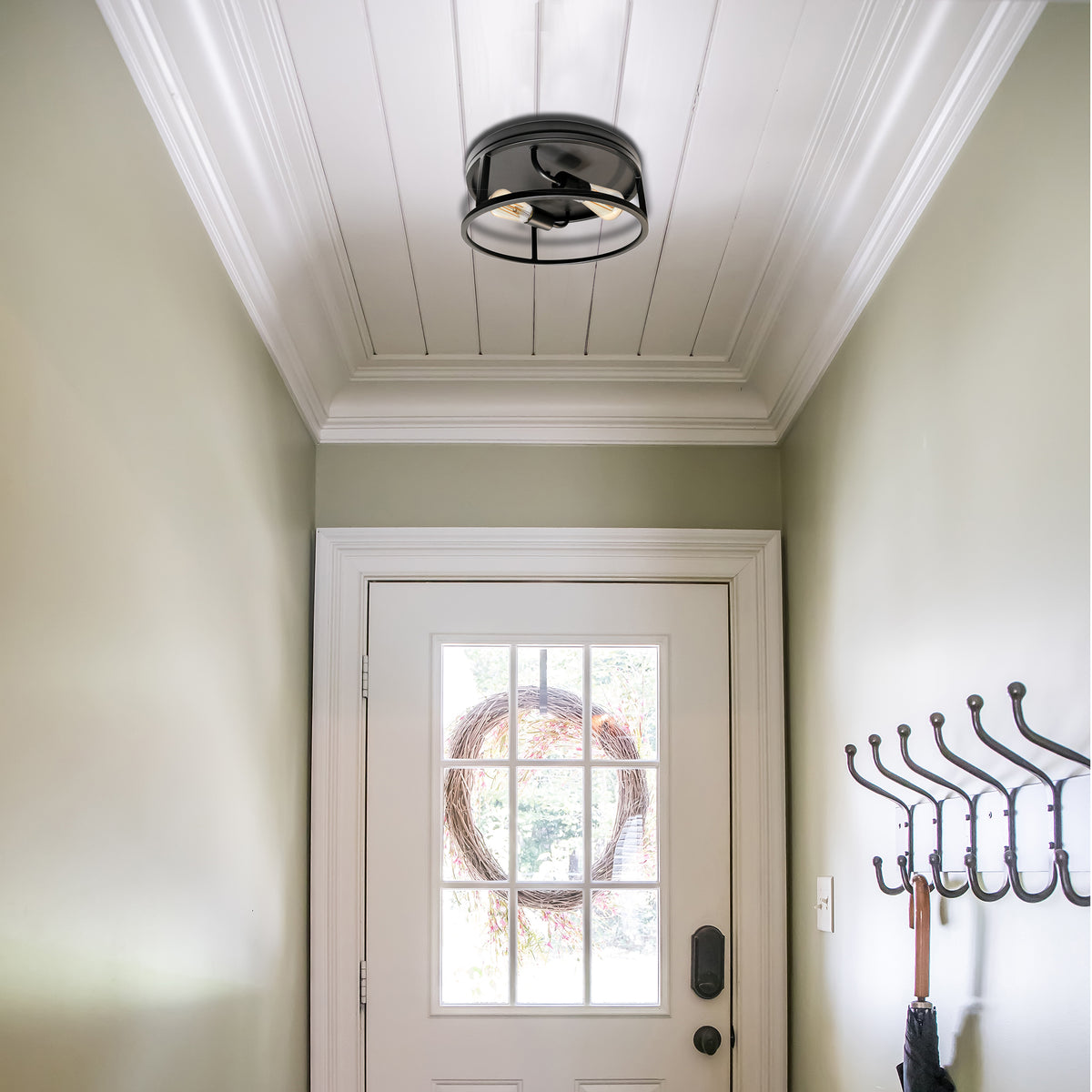 Modern entryway black ceiling mounted light with 2 light