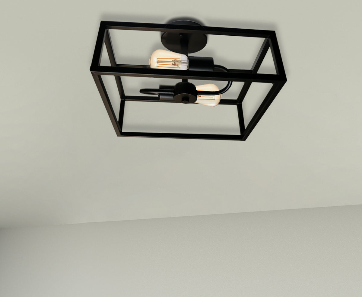 Black square ceiling mounted light with 2 light - Vivio Lighting