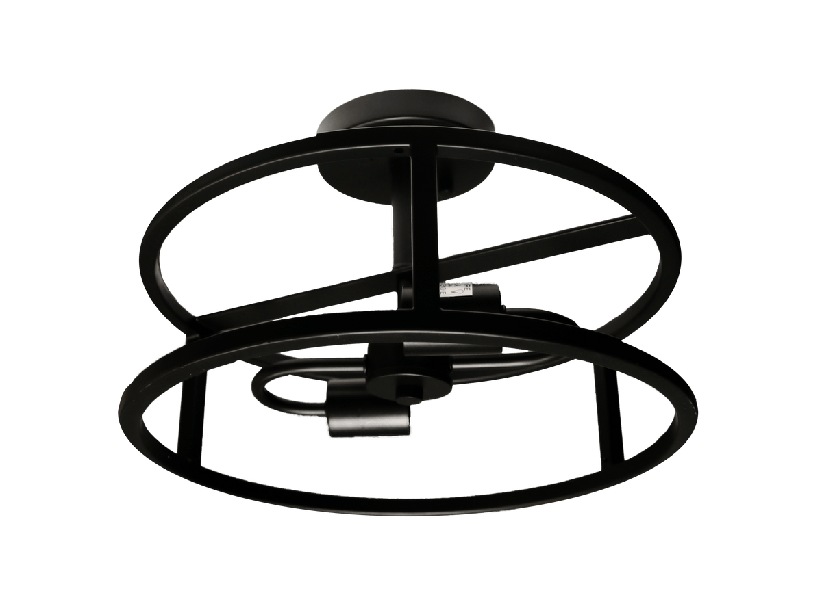 Black semi flush mount ceiling light with 2 light - Vivio Lighting