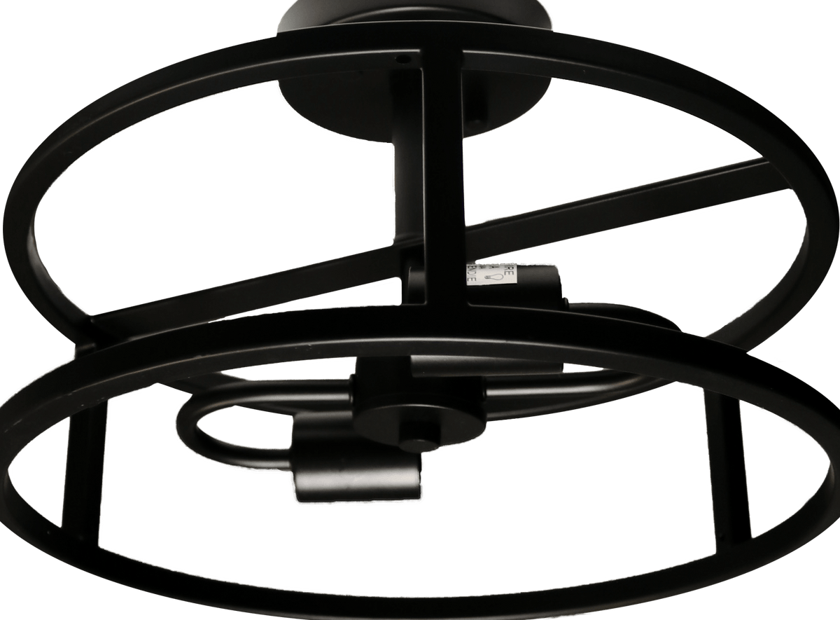 Black semi flush mount ceiling light with 2 light - Vivio Lighting